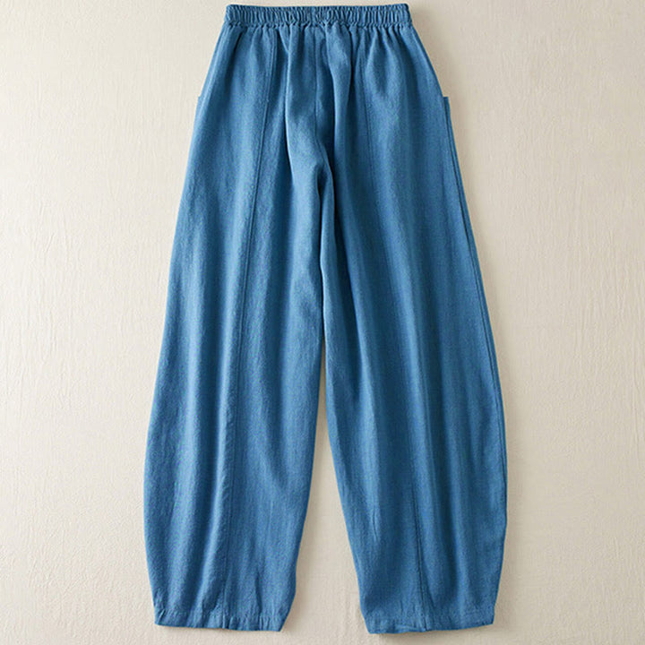 Pantaloni da donna in cotone e lino tinta unita Buddha Stones con tasche - image 17