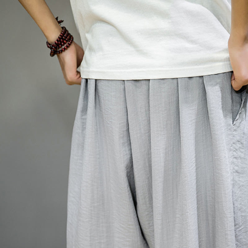 Pantaloni harem da uomo in cotone con coulisse, lunghezza caviglia , Buddha Stones Summer Plain, con tasche