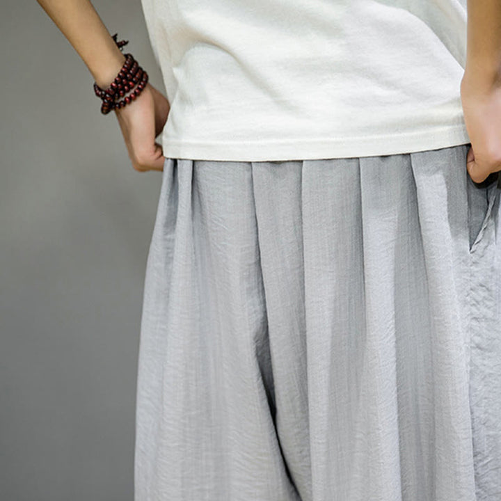 Pantaloni harem da uomo in cotone con coulisse, lunghezza caviglia , Buddha Stones Summer Plain, con tasche