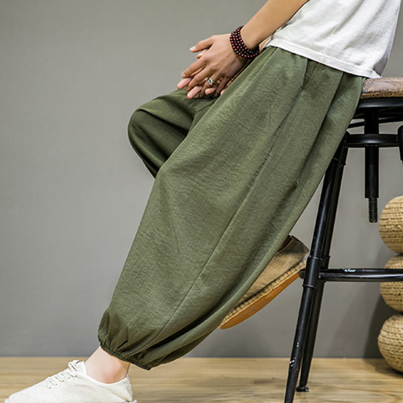 Pantaloni harem da uomo estivi con coulisse e tasche, modello Buddha Stones, lunghezza alla caviglia. - image 37