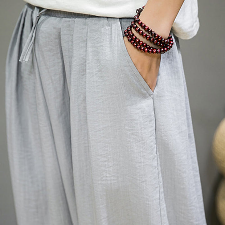 Pantaloni harem da uomo in cotone con coulisse, lunghezza caviglia , Buddha Stones Summer Plain, con tasche