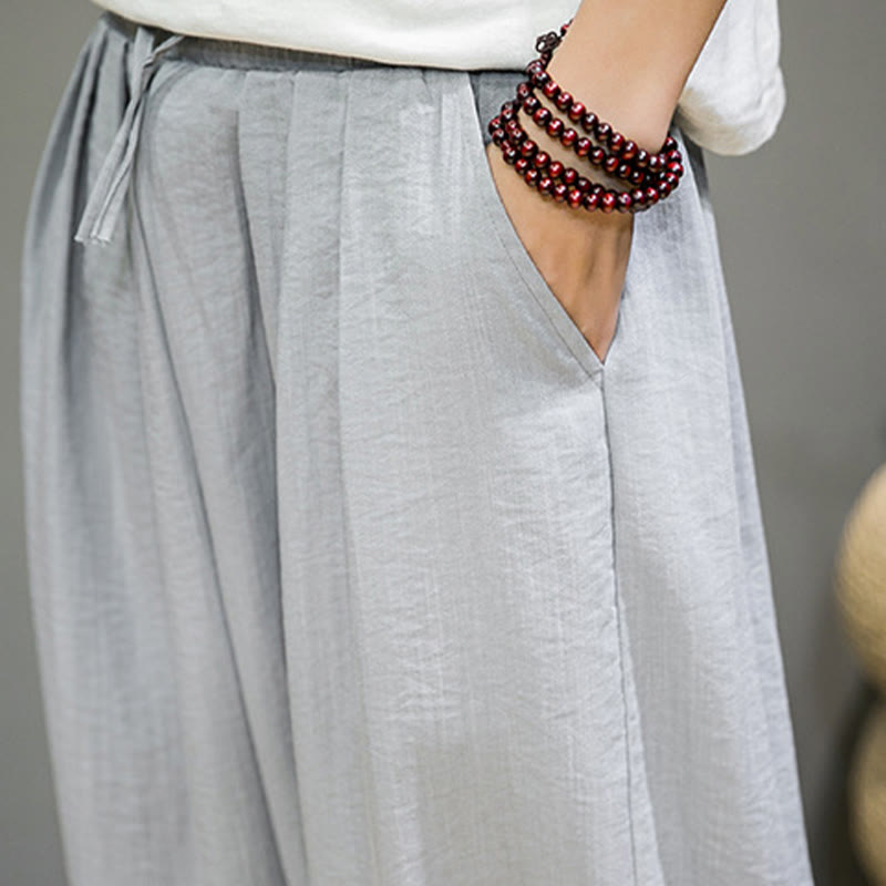 Pantaloni harem da uomo in cotone con coulisse, lunghezza caviglia , Buddha Stones Summer Plain, con tasche - image 20