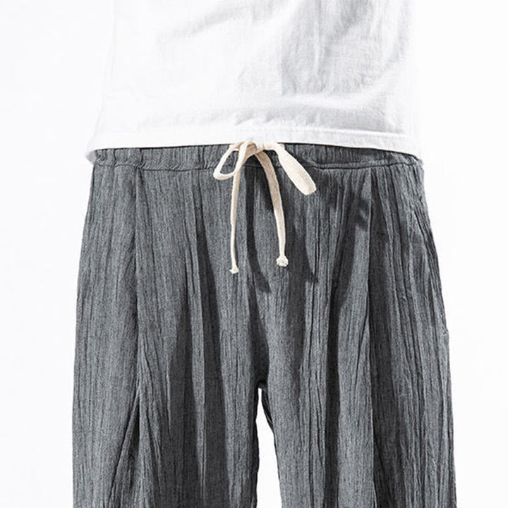 Pantaloni harem lunghi da uomo in cotone e lino con coulisse, modello Buddha Stones, casual, semplici e plissettati, con tasche