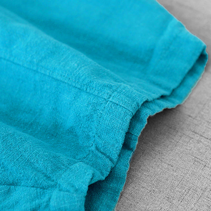 Pantaloni harem in lino e cotone casual tinta unita Buddha Stones da donna, lunghezza 7-8, con tasche - image 14