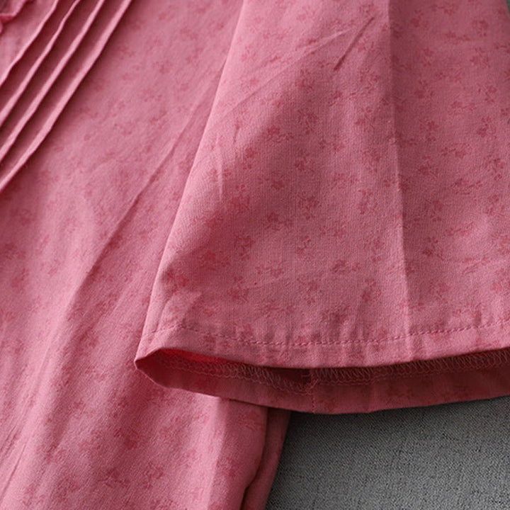 Abito midi in lino e cotone, a maniche corte, con tasche, stile casual retrò, tinta unita, con bottoni e volant, scollo rotondo , Buddha Stones - image 11