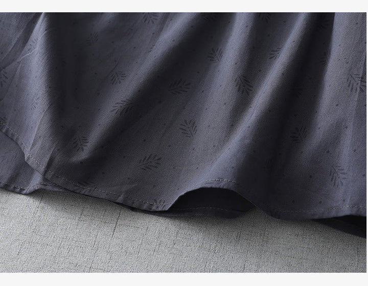 Abito midi in lino e cotone, a maniche corte, con tasche, stile casual retrò, tinta unita, con bottoni e volant, scollo rotondo , Buddha Stones - image 4