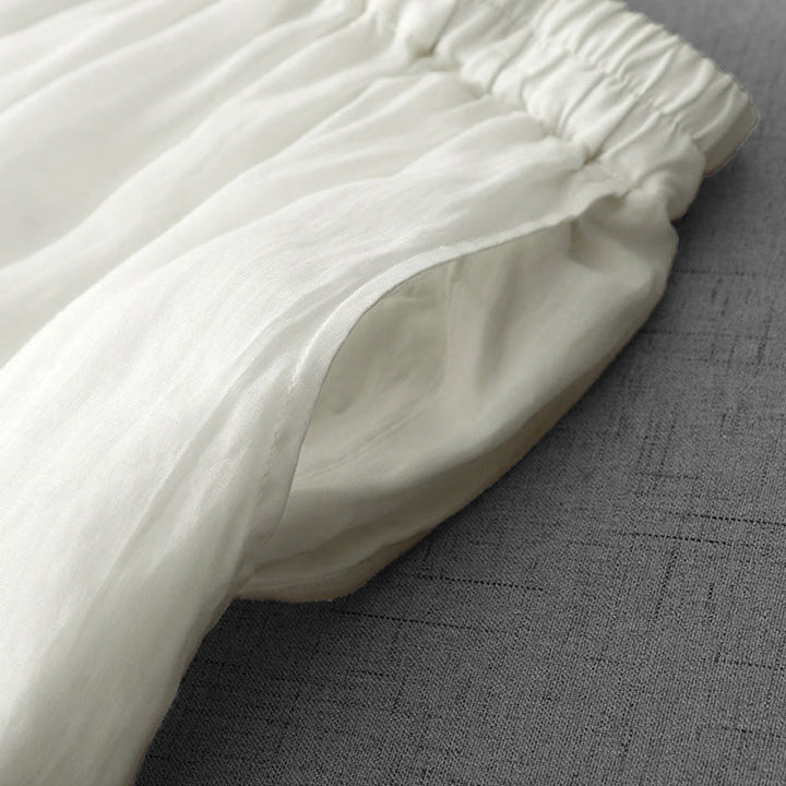 Pantaloni a gamba larga da donna in cotone con tasche, modello Buddha Stones Commute, tinta unita, con ricamo in pizzo - image 3