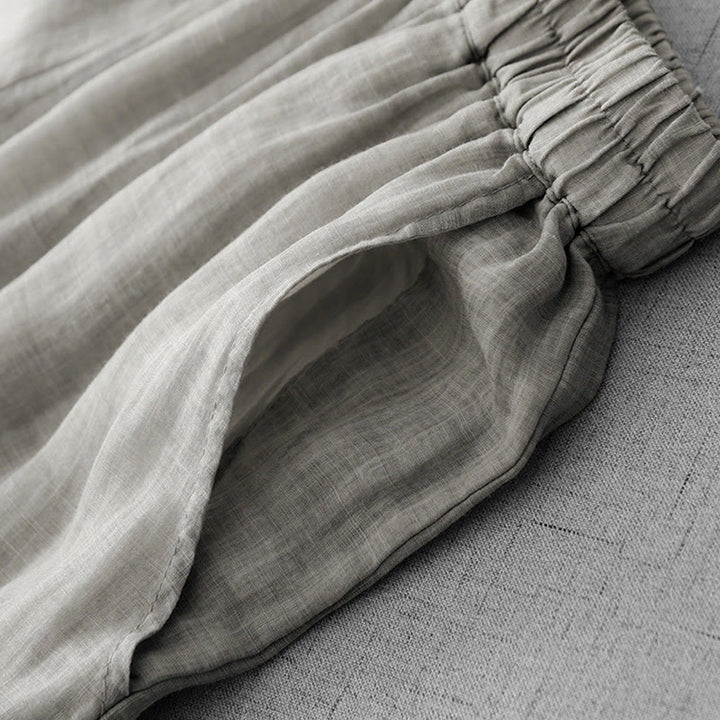 Pantaloni a gamba larga da donna in cotone con tasche, modello Buddha Stones Commute, tinta unita, con ricamo in pizzo