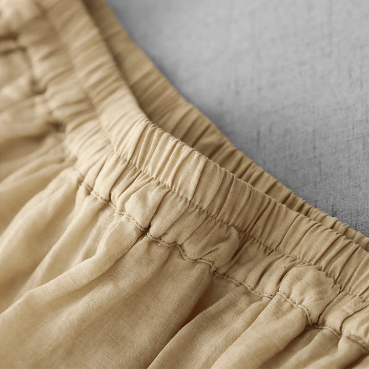 Pantaloni a gamba larga da donna in cotone con tasche, modello Buddha Stones Commute, tinta unita, con ricamo in pizzo