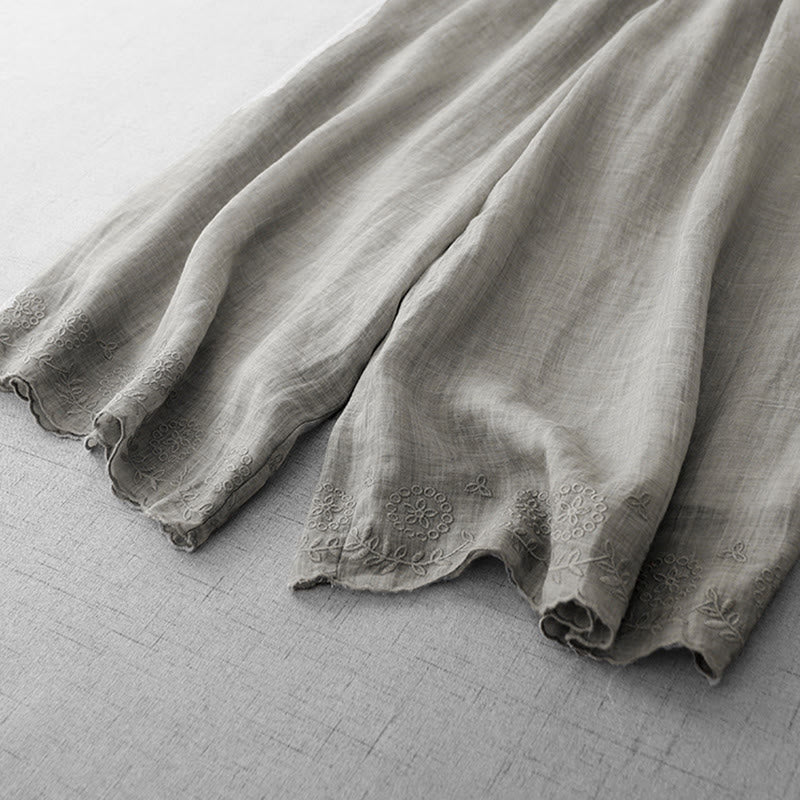 Pantaloni a gamba larga da donna in cotone con tasche, modello Buddha Stones Commute, tinta unita, con ricamo in pizzo