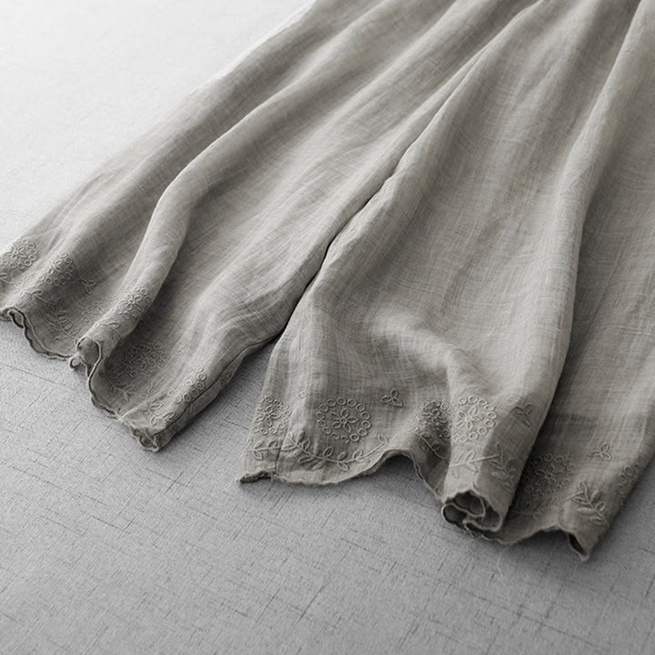 Pantaloni a gamba larga da donna in cotone con tasche, modello Buddha Stones Commute, tinta unita, con ricamo in pizzo