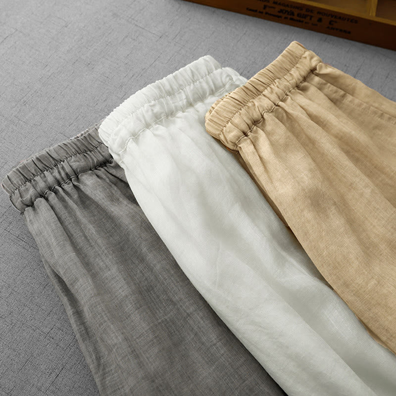 Pantaloni a gamba larga da donna in cotone con tasche, modello Buddha Stones Commute, tinta unita, con ricamo in pizzo
