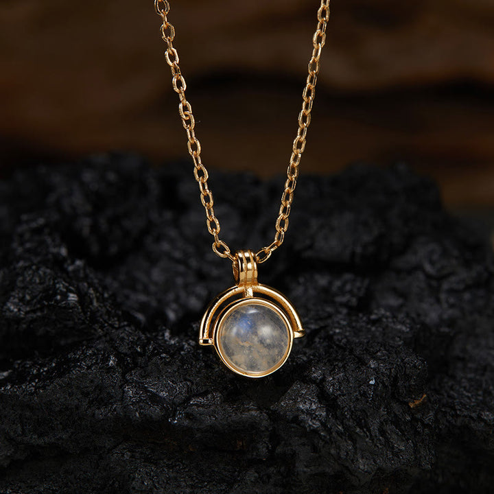 Collana con ciondolo "Confidence" in argento sterling 925, Buddha Stones, agata rossa, occhio di tigre, acquamarina, pietra di luna - Pietra di luna - D'oro - image 13