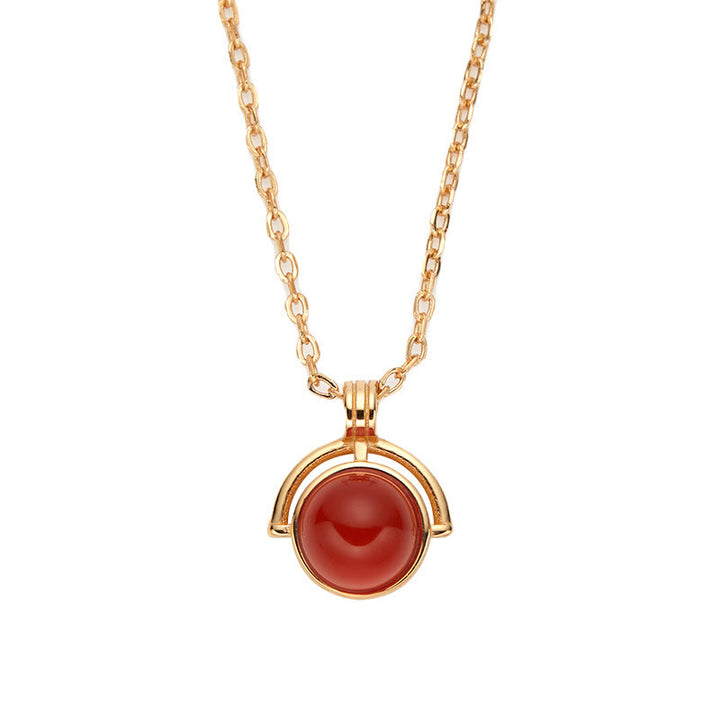 Collana con ciondolo "Confidence" in argento sterling 925, Buddha Stones, agata rossa, occhio di tigre, acquamarina, pietra di luna