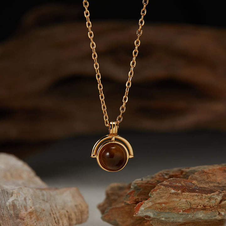 Collana con ciondolo "Confidence" in argento sterling 925, Buddha Stones, agata rossa, occhio di tigre, acquamarina, pietra di luna - Occhio di tigre - D'oro - image 7