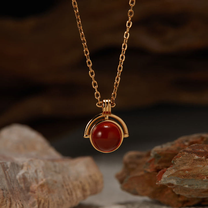 Collana con ciondolo "Confidence" in argento sterling 925, Buddha Stones, agata rossa, occhio di tigre, acquamarina, pietra di luna - Agata rossa - D'oro - image 1