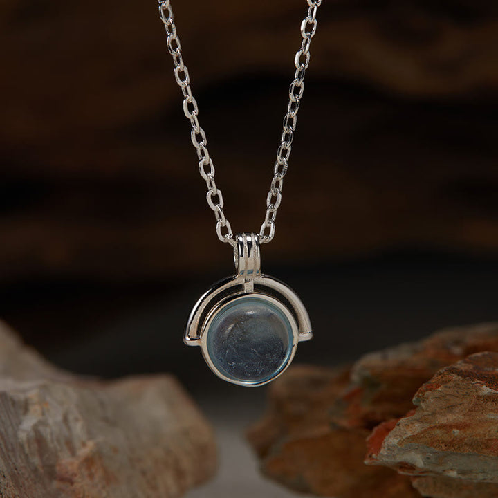 Collana con ciondolo "Confidence" in argento sterling 925, Buddha Stones, agata rossa, occhio di tigre, acquamarina, pietra di luna - Acquamarina - Argenteo - image 11