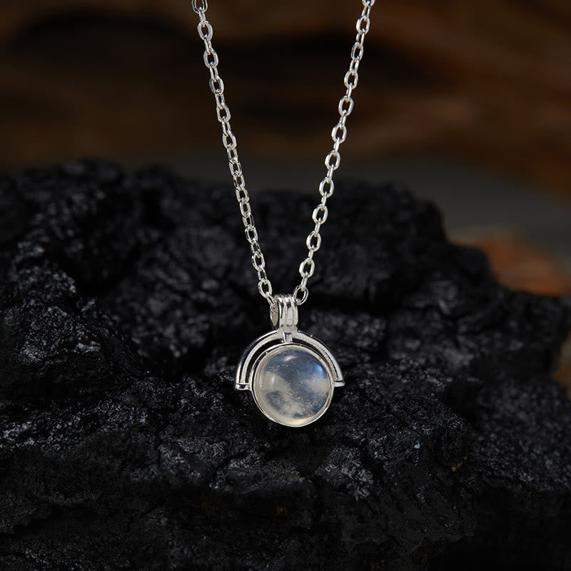 Collana con ciondolo "Confidence" in argento sterling 925, Buddha Stones, agata rossa, occhio di tigre, acquamarina, pietra di luna