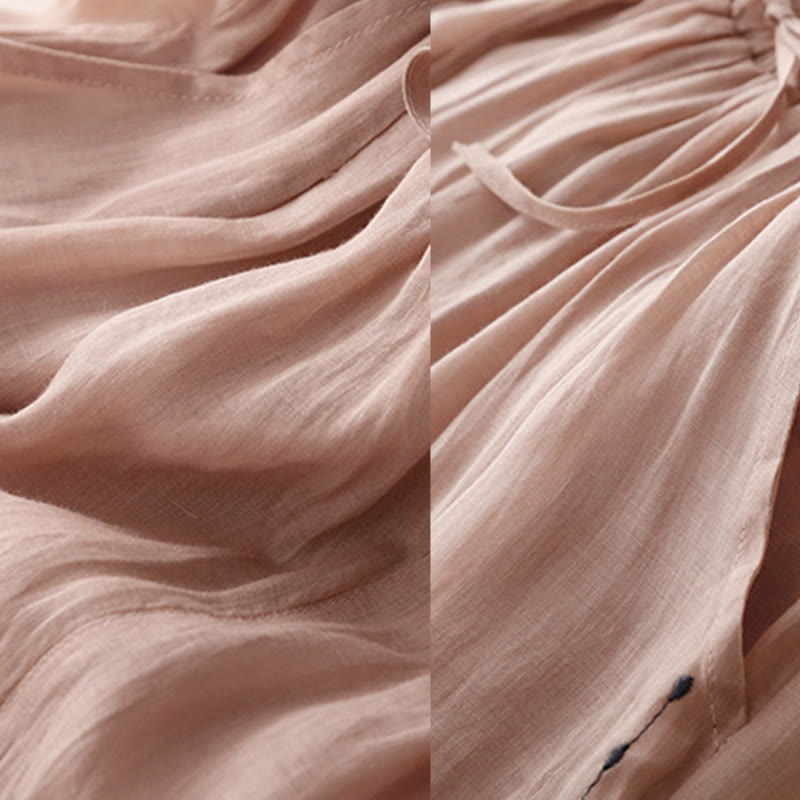 Pantaloni da donna in cotone a gamba larga con tasche, lunghezza alla caviglia, con coulisse e ricamo tinta unita Buddha Stones Commute - image 15