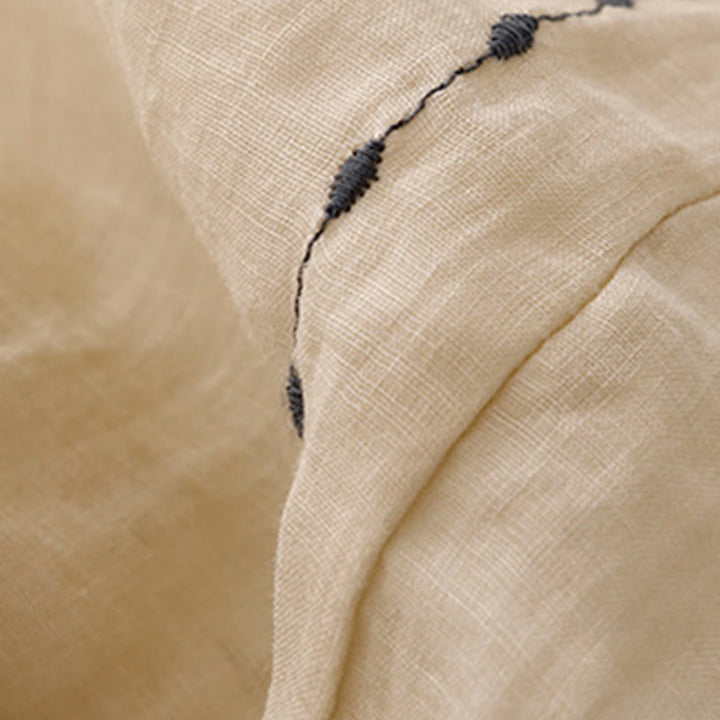 Pantaloni da donna in cotone a gamba larga con tasche, lunghezza alla caviglia, con coulisse e ricamo tinta unita Buddha Stones Commute