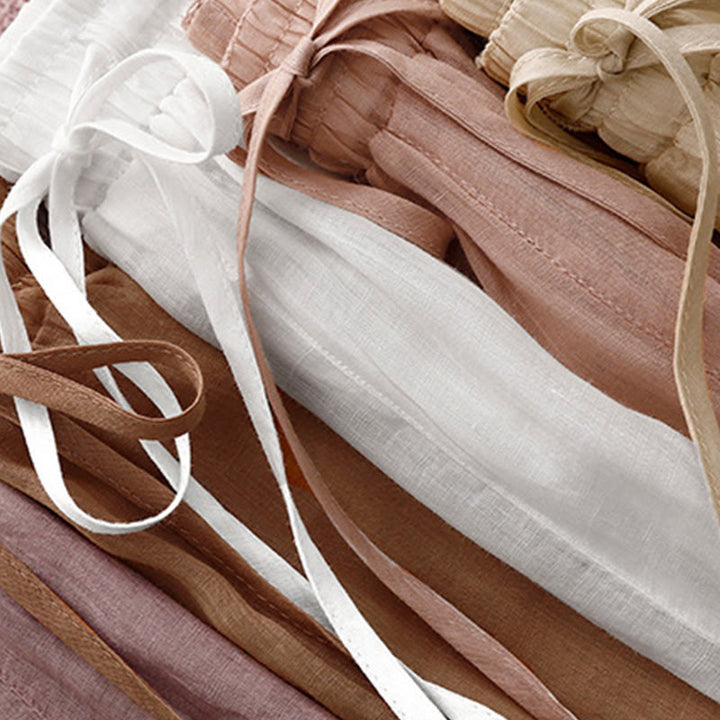 Pantaloni da donna in cotone a gamba larga con tasche, lunghezza alla caviglia, con coulisse e ricamo tinta unita Buddha Stones Commute - image 25