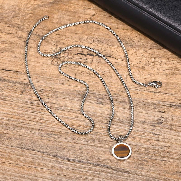 Collana con ciondolo di purificazione in acciaio al titanio, Buddha Stones, pietra naturale, turchese, occhio di tigre, lazurite, lapislazzuli, malachite - image 4