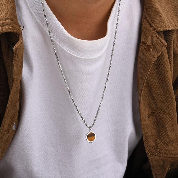 Collana con ciondolo di purificazione in acciaio al titanio, Buddha Stones, pietra naturale, turchese, occhio di tigre, lazurite, lapislazzuli, malachite - image 5