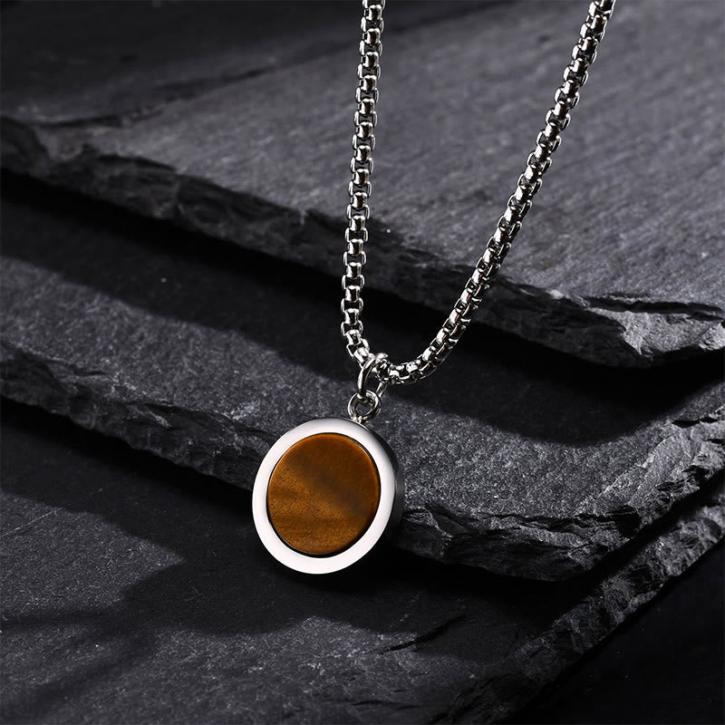 Collana con ciondolo di purificazione in acciaio al titanio, Buddha Stones, pietra naturale, turchese, occhio di tigre, lazurite, lapislazzuli, malachite - image 1