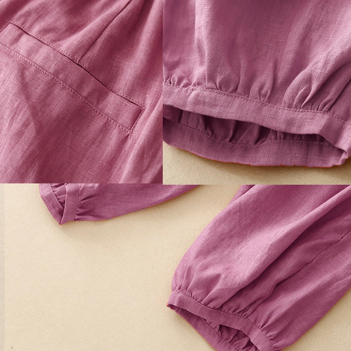 Pantaloni da donna Buddha Stones Summer Commute in cotone alla caviglia, con tasche, colore puro