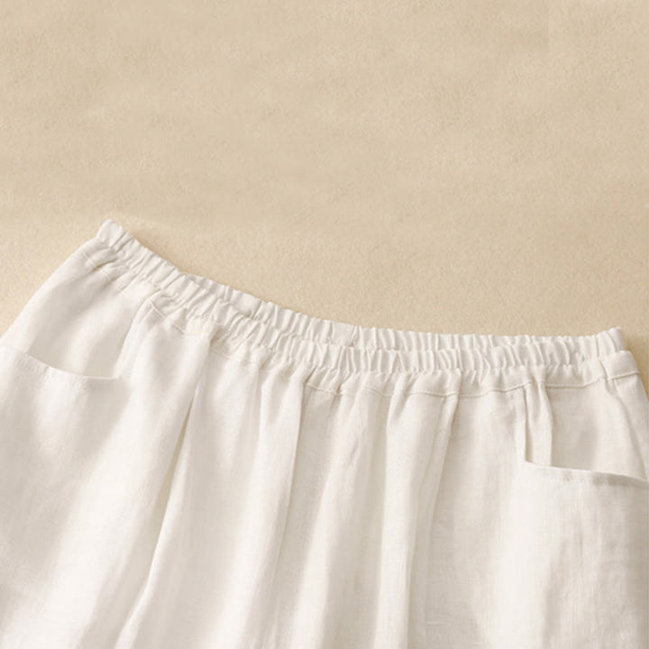 Pantaloni da donna Buddha Stones Summer Commute in cotone alla caviglia, con tasche, colore puro