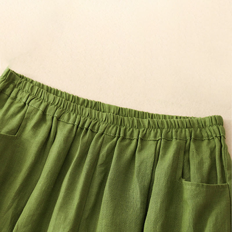 Pantaloni da donna Buddha Stones Summer Commute in cotone alla caviglia, con tasche, colore puro