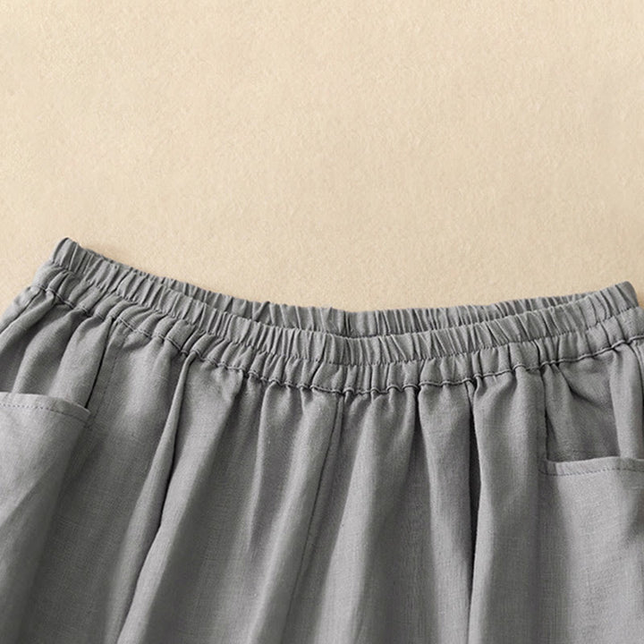 Pantaloni da donna Buddha Stones Summer Commute in cotone alla caviglia, con tasche, colore puro