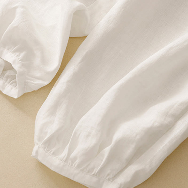 Pantaloni da donna Buddha Stones Summer Commute in cotone alla caviglia, con tasche, colore puro