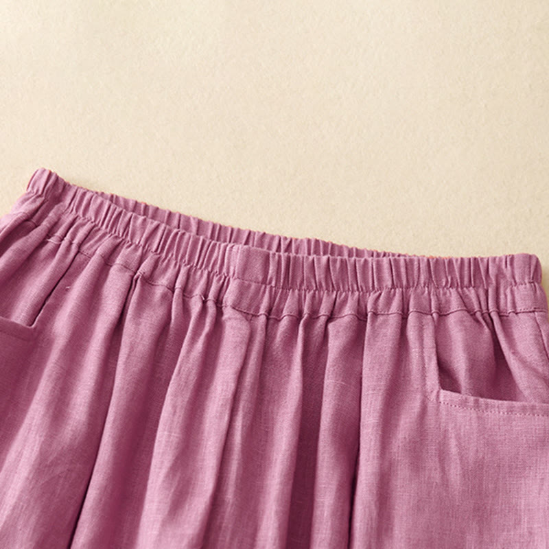 Pantaloni da donna Buddha Stones Summer Commute in cotone alla caviglia, con tasche, colore puro