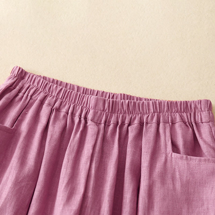 Pantaloni da donna Buddha Stones Summer Commute in cotone alla caviglia, con tasche, colore puro
