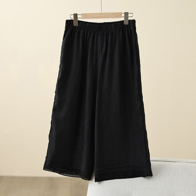 Pantaloni da donna in cotone a gamba larga con tasche, modello Buddha Stones Commute, modello retrò in pizzo semplice patchwork, lunghezza 7-8 - Nero - US8-10, UK/AU12-14, EU40-42 (2XL) - image 23