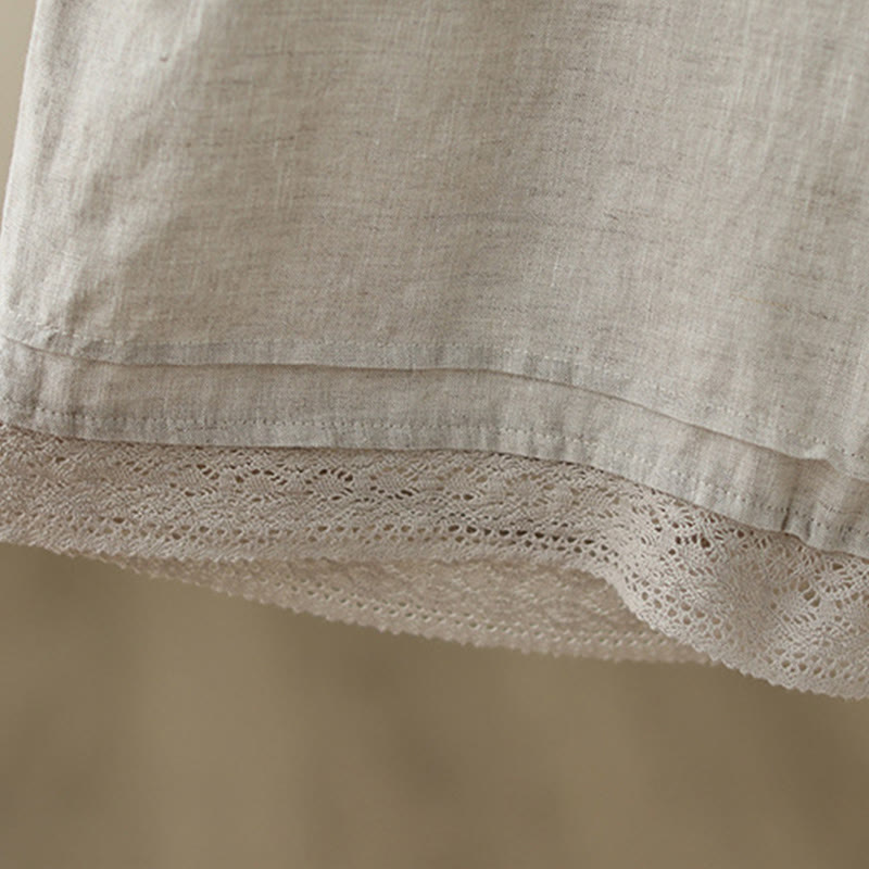 Pantaloni da donna in cotone a gamba larga con tasche, modello Buddha Stones Commute, modello retrò in pizzo semplice patchwork, lunghezza 7-8 - image 8