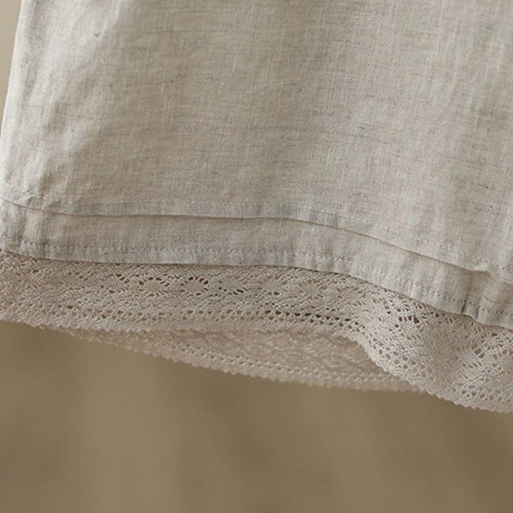 Pantaloni da donna in cotone a gamba larga con tasche, modello Buddha Stones Commute, modello retrò in pizzo semplice patchwork, lunghezza 7-8 - image 8