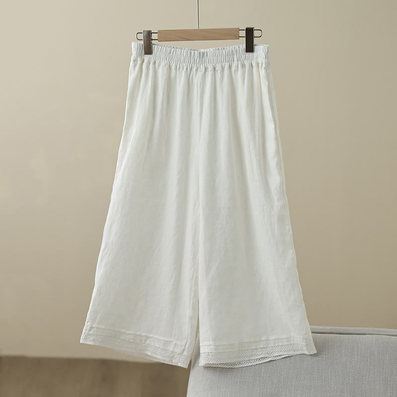 Pantaloni da donna in cotone a gamba larga con tasche, modello Buddha Stones Commute, modello retrò in pizzo semplice patchwork, lunghezza 7-8 - FlorealeBianco - US8-10, UK/AU12-14, EU40-42 (2XL) - image 19