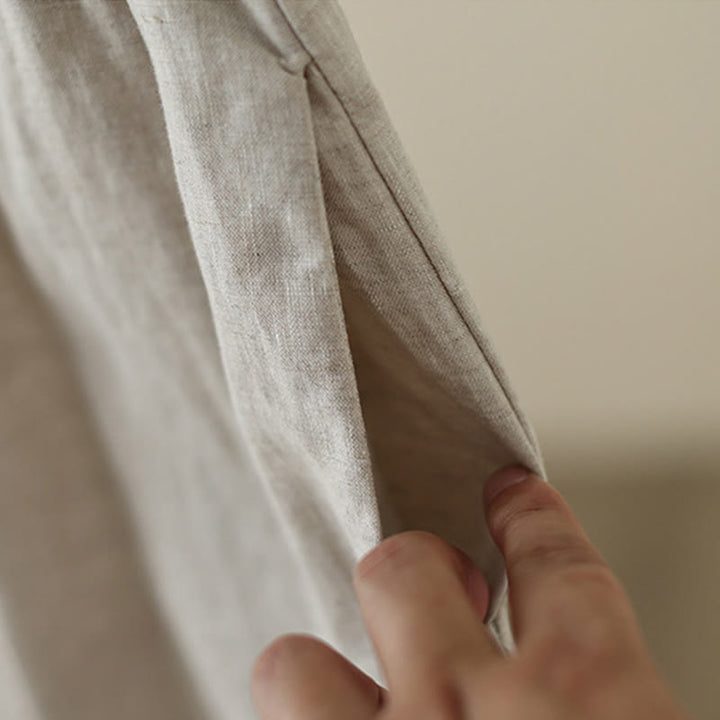 Pantaloni da donna in cotone a gamba larga con tasche, modello Buddha Stones Commute, modello retrò in pizzo semplice patchwork, lunghezza 7-8 - image 7