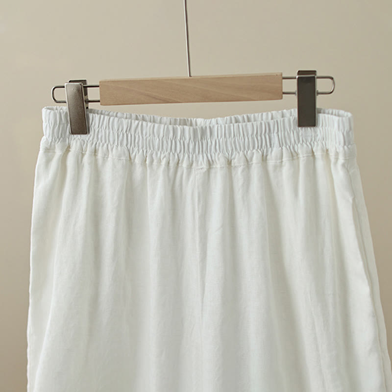 Pantaloni da donna in cotone a gamba larga con tasche, modello Buddha Stones Commute, modello retrò in pizzo semplice patchwork, lunghezza 7-8 - image 20