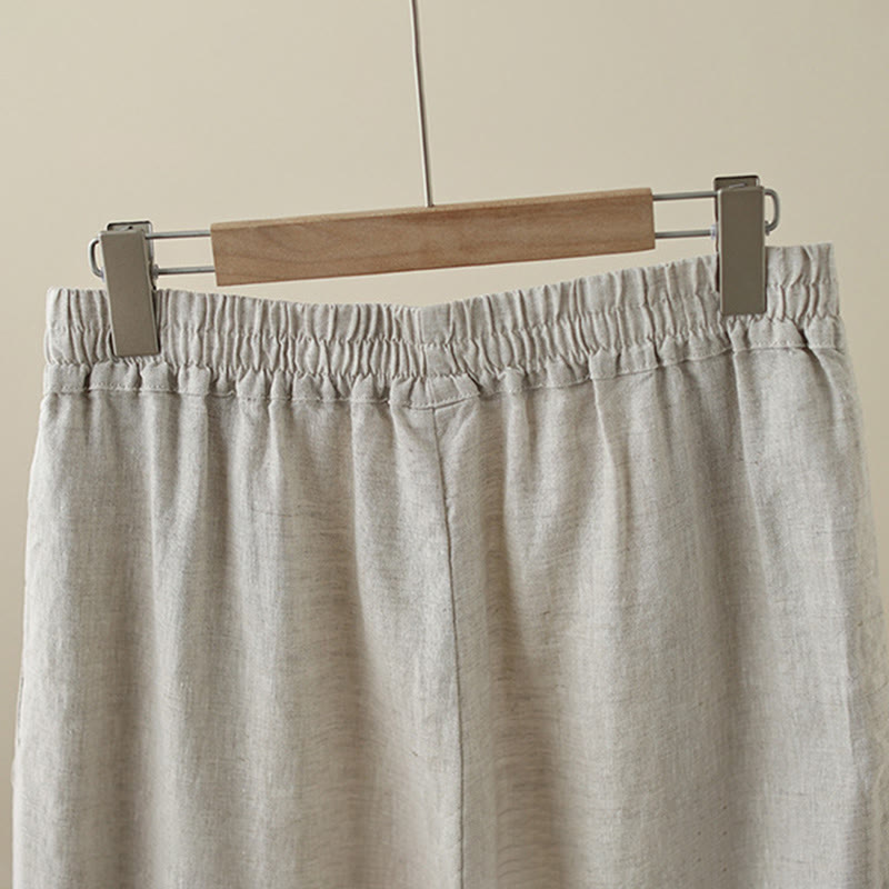 Pantaloni da donna in cotone a gamba larga con tasche, modello Buddha Stones Commute, modello retrò in pizzo semplice patchwork, lunghezza 7-8 - image 3