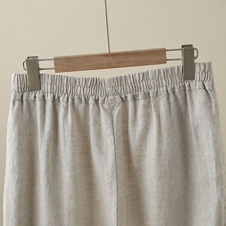 Pantaloni da donna in cotone a gamba larga con tasche, modello Buddha Stones Commute, modello retrò in pizzo semplice patchwork, lunghezza 7-8 - image 3