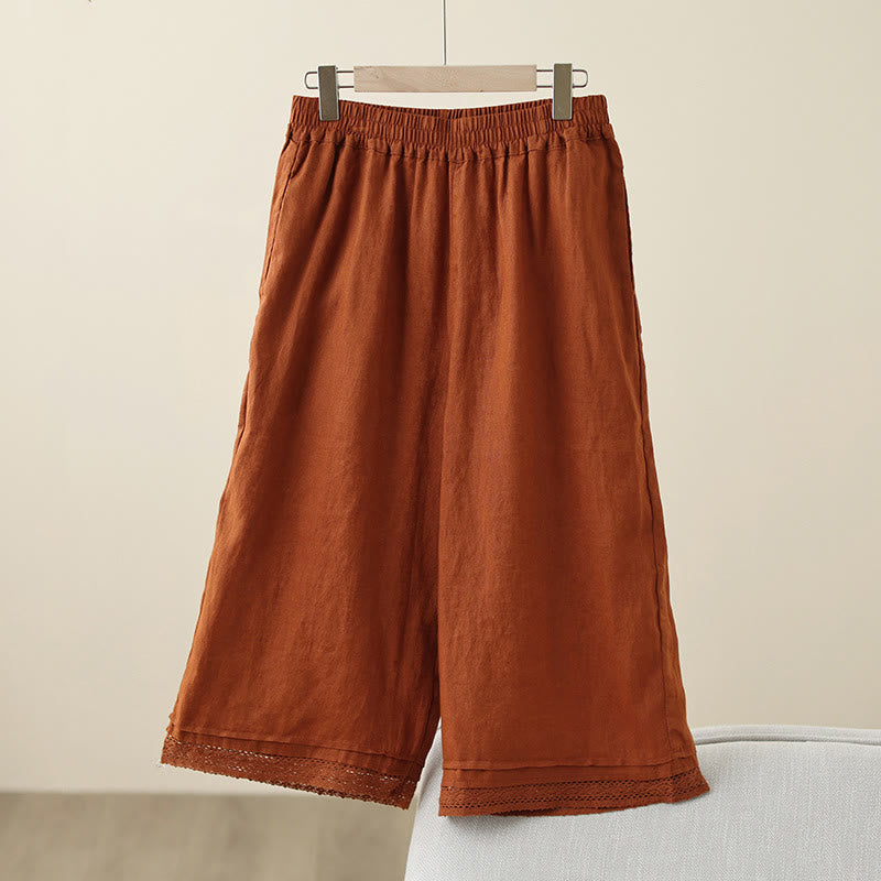 Pantaloni da donna in cotone a gamba larga con tasche, modello Buddha Stones Commute, modello retrò in pizzo semplice patchwork, lunghezza 7-8 - Cioccolato - US8-10, UK/AU12-14, EU40-42 (2XL) - image 14