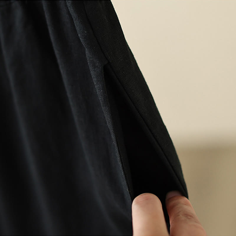 Pantaloni da donna in cotone a gamba larga con tasche, modello Buddha Stones Commute, modello retrò in pizzo semplice patchwork, lunghezza 7-8 - image 25