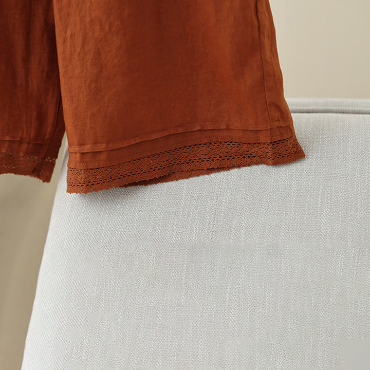 Pantaloni da donna in cotone a gamba larga con tasche, modello Buddha Stones Commute, modello retrò in pizzo semplice patchwork, lunghezza 7-8 - image 17