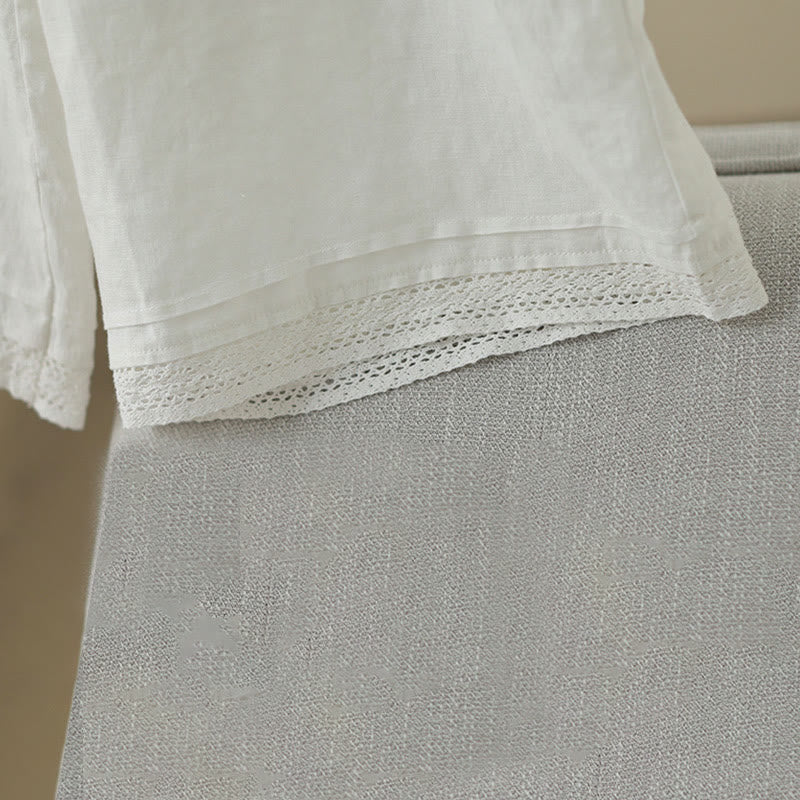 Pantaloni da donna in cotone a gamba larga con tasche, modello Buddha Stones Commute, modello retrò in pizzo semplice patchwork, lunghezza 7-8 - image 22