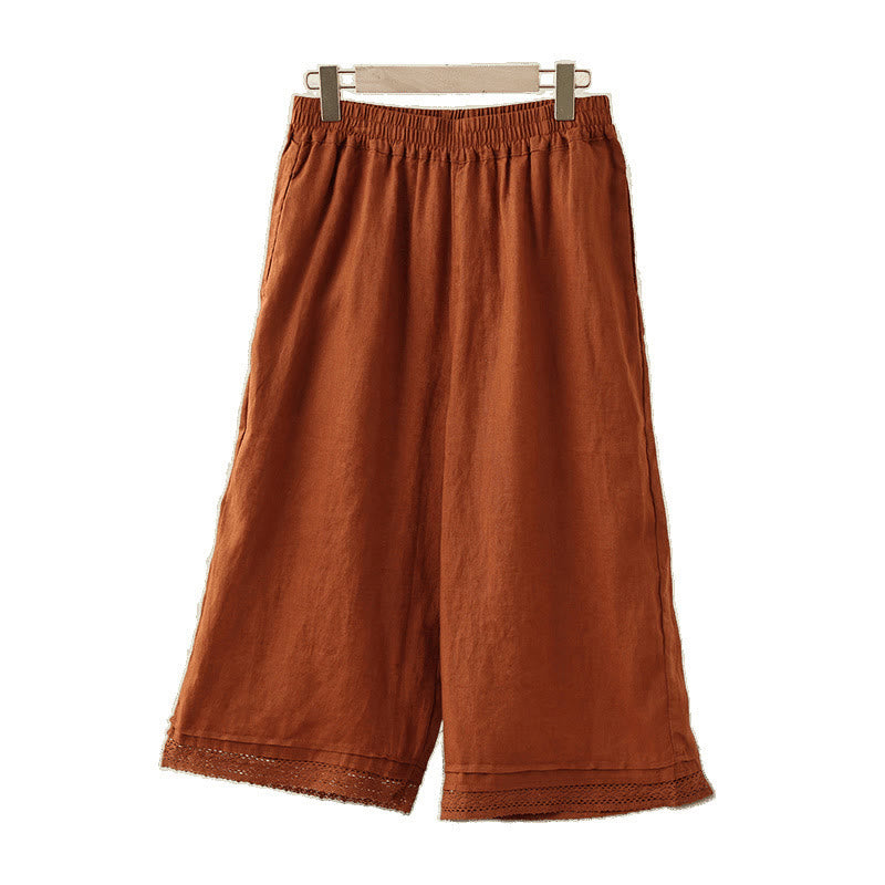 Pantaloni da donna in cotone a gamba larga con tasche, modello Buddha Stones Commute, modello retrò in pizzo semplice patchwork, lunghezza 7-8 - image 18