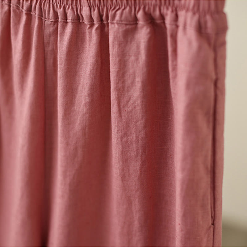 Pantaloni da donna in cotone a gamba larga con tasche, modello Buddha Stones Commute, modello retrò in pizzo semplice patchwork, lunghezza 7-8 - image 12