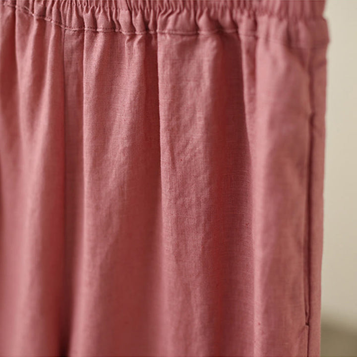 Pantaloni da donna in cotone a gamba larga con tasche, modello Buddha Stones Commute, modello retrò in pizzo semplice patchwork, lunghezza 7-8 - image 12